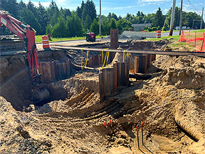 Sinkhole road damage Sinkhole road damage