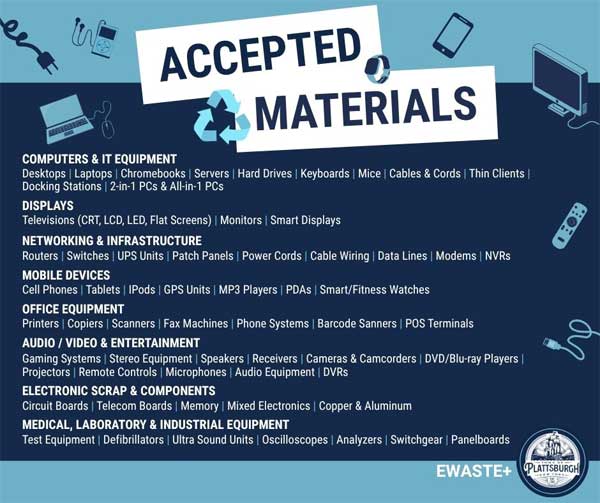 EWASTE+ Accepted Materials Electronic Recycling