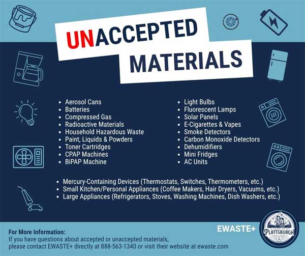 EWASTE+ Unaccepted Materials Electronic Recycling